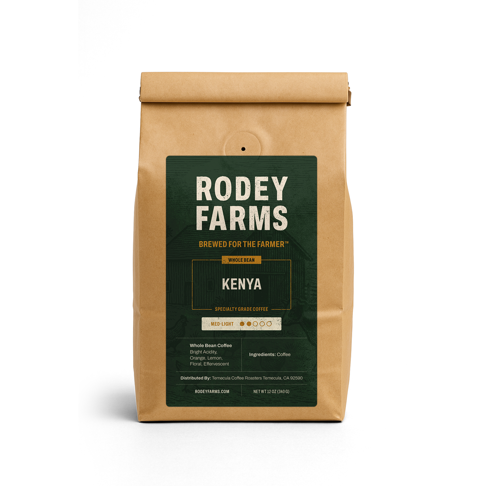 Rodey Farms Kenya coffee bag on a white background
